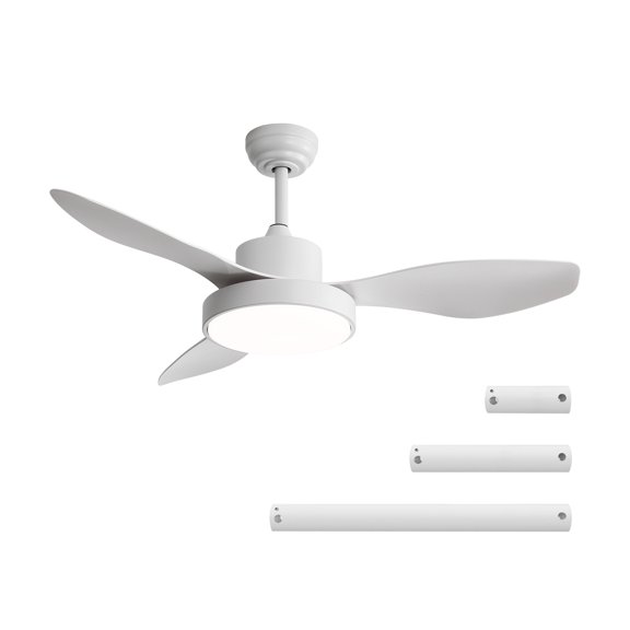 Izzovium 47 Inch DC Ceiling Fan with Remote, 22W LED Light, 6 Speeds, White ABS Blades for Home and Office
