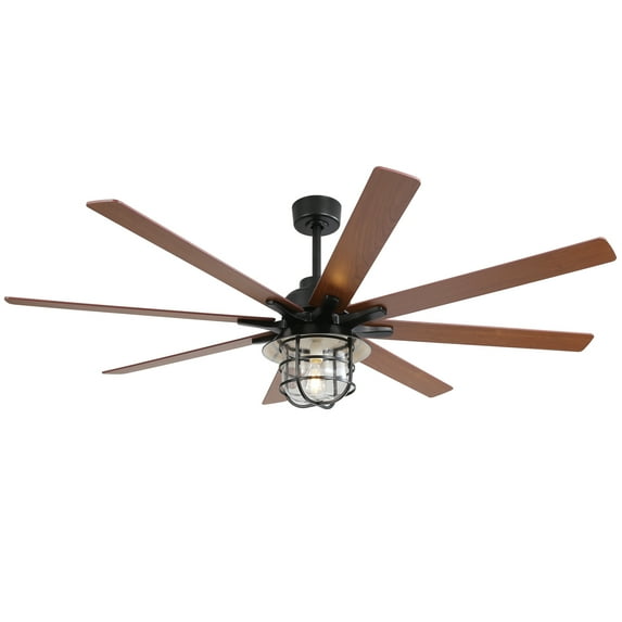 Izzovium 66 Inch Modern Ceiling Fan with Light, 8 Blades, 6-Speed Remote Control, Reversible DC Motor for Energy Saving, Matte Black, ETL Certified