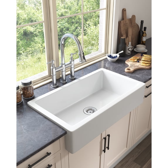 Izzovium Bridge Kitchen Faucet with Pull-Down Sprayhead in Chrome, Dual Handle Switch, 360-Degree Rotating High-Arc Nozzle, 16.73x24.4x2.75in, Brass Construction