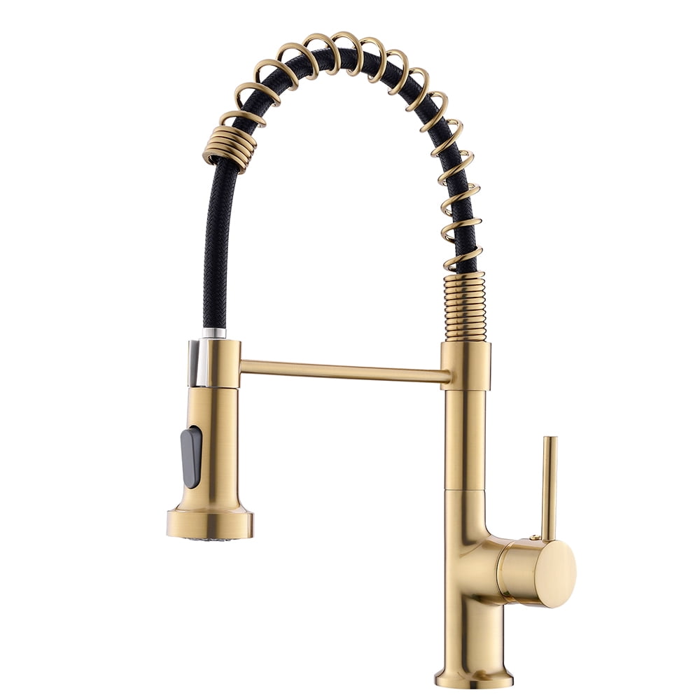 Lava Odoro Black & Gold Kitchen Faucet – Pull-Down Sprayer, Magnetic Docking, Solid Brass – Model KF182-GB