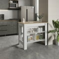 thumbnail image 1 of Izzovium Cortes Kitchen Island 2-Tier Shelf 40" Width, Large Work Top, Multi-Color, Particle Board, Spacious Storage & Stool Holder, Easy Assembly, 1 of 6