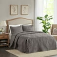 thumbnail image 1 of Izzovium Dark Grey Queen Bedspread Set, 3 Piece Quilted with Pleated Corners, 60x80 Inches, Microfiber Split Corner Design, 1 of 14