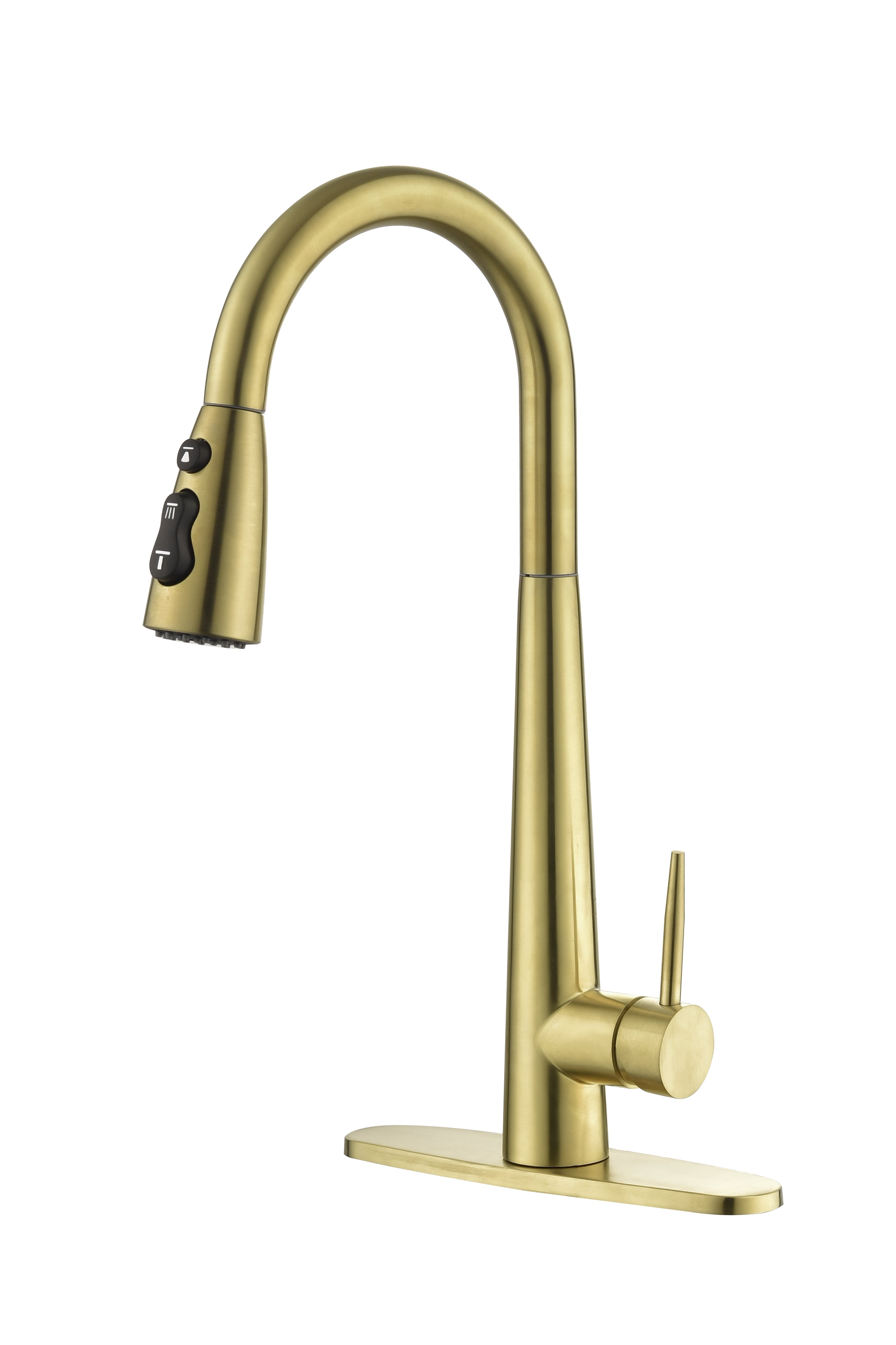 Izzovium Gold Kitchen Faucet with Pull Down Sprayer, Single Handle Copper Faucet, Fingerprint Resistant, 360° Swivel Spout, Single Hole Deck Mount, Stainless Steel Construction