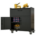thumbnail image 1 of Izzovium Steel Tool Cabinet on Wheels with 320lbs Capacity, Locking Doors & Drawer, Black/Gray, 1 of 15