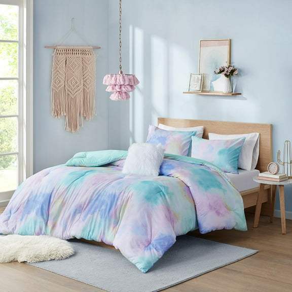 Izzovium King/Cal King Tie Dye Comforter Set, Watercolor Print with Decorative Pillow, OEKO-TEX Certified, Multicolor Bedding Collection