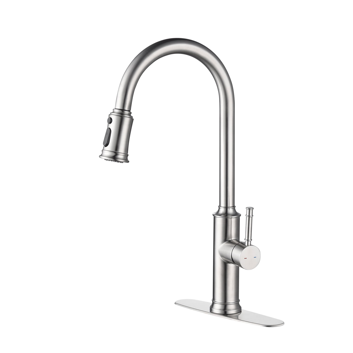 Izzovium Kitchen Faucet with Pull Out Sprayer, 360° Swivel High Arc Stainless Steel Faucet in Brushed Nickel, 3 Water Modes, Single Handle for Easy Temperature Control