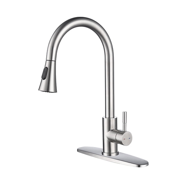 Izzovium Kitchen Faucet with Pull Out Sprayer, High Arc 360° Rotating Stainless Steel Faucet in Brushed Nickel, Single Lever for Easy Temperature Control, 24.8in Length