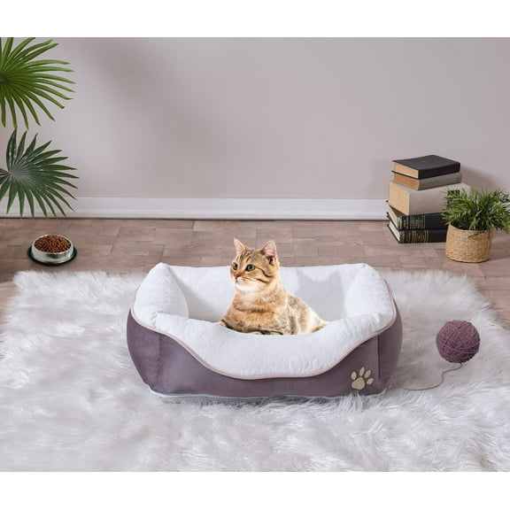 Izzovium Lina Pet Bed Medium Size 17" x 23", Anthracite High-Density Foam Dog Bed for Joint Support, Removable Plush Cover & Non-Slip Bottom