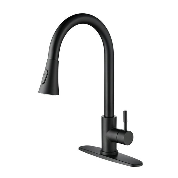 Izzovium Matte Black Kitchen Faucet with Pull Out Sprayer, 20.5in High-Arc Stainless Steel Faucet, 360° Swivel Spout, Single Handle Control for Easy Water Flow Adjustment