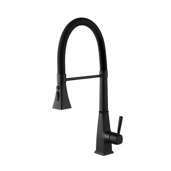 Izzovium Matte Black Kitchen Faucet with Pull Down Sprayer, 360 Swivel High Arc Stainless Steel Faucet, 2 Water Modes (Stream/Spray), Single Handle for Easy Temperature Control
