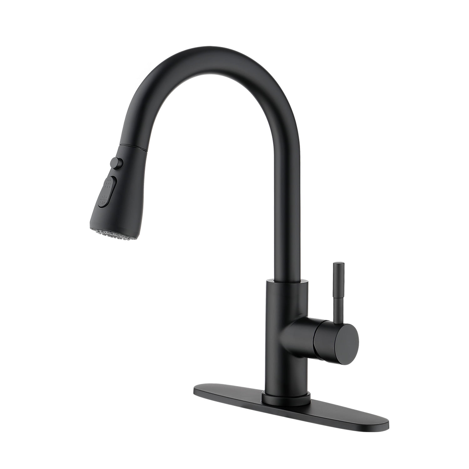 Izzovium Matte Black Kitchen Faucet with Pull Out Sprayer, 360° Swivel High Arc Stainless Steel Faucet, 3 Water Flow Modes, Single Handle Design for Easy Control