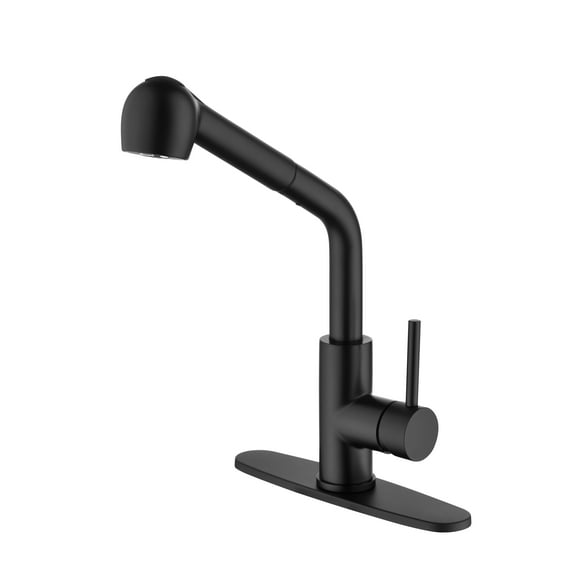Izzovium Matte Black Kitchen Faucet with Pull Down Sprayer, Single Handle High Arc Stainless Steel Sink Faucet, 360 Swivel Spout, Easy Installation, 14.5" Height