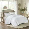 thumbnail image 1 of Izzovium Reversible Ruffle Quilt Set 4 Piece with Embroidered Pillow, White King/Cal King Microfiber, 1 of 14