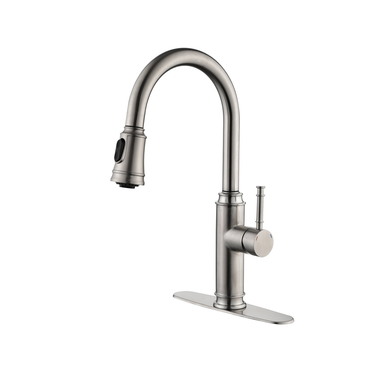 Izzovium Single Handle High Arc Pull Out Kitchen Faucet, Brushed Nickel Stainless Steel with 360° Swivel Spray Head, 2 Water Modes, Easy Installation