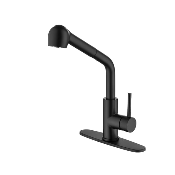 Izzovium Single Handle Kitchen Sink Faucet with Pull Out Sprayer, 360 Swivel Matte Black Stainless Steel Faucet, 2 Water Modes (Stream/Spray), Easy Installation & Maintenance