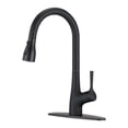 thumbnail image 1 of Izzovium Single Handle Pull Down Kitchen Sink Faucet Matte Black, High Arc Swivel Spout with 3-Function Sprayer, 15.87" Height, 8.03" Spout Reach, Scratch & Rust Resistant, Brass Construction, 1 of 6