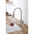 thumbnail image 1 of Izzovium Stainless Steel High Arc Kitchen Sink Faucet with Pull Out Sprayer, Brushed Nickel Finish, 3-Way Setting Single Handle, Deck Plate Included, Modern Design, 1 of 19