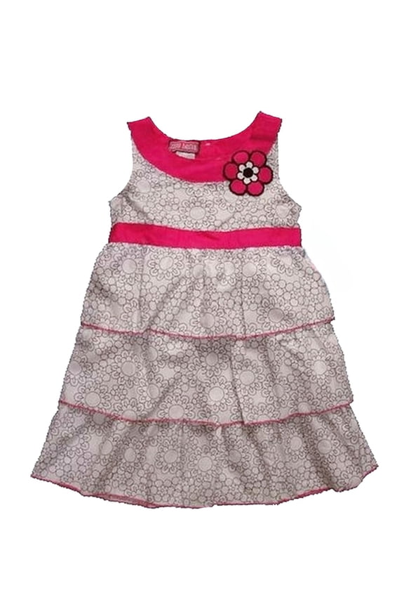Boutique Girl's White Floral Print Tier Dress, Size 4