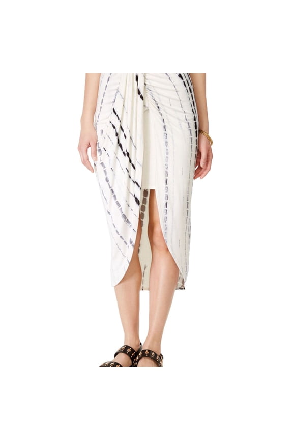 Womens Wrap-Front Tulip High-Low Skirt, Off-White, X-Small