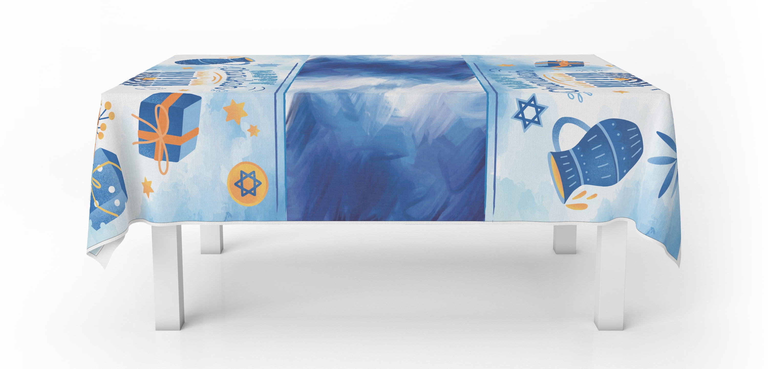 Hanukkah Tablecloth Decorations - Blue Hanukkah Jewish Home Decor Menorah Dreidel Chai Hebrew...