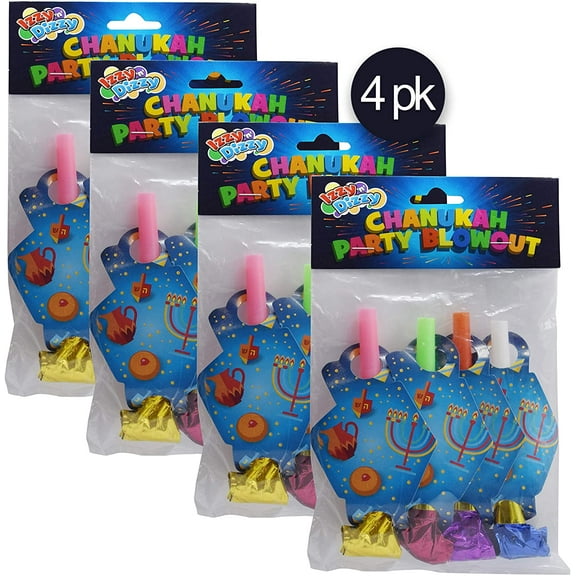 Izzy N Dizzy Hanukkah Party Blowouts - 16 Pack - Hanukkah Party Decorations and Supplies - Izzy 'n' Dizzy