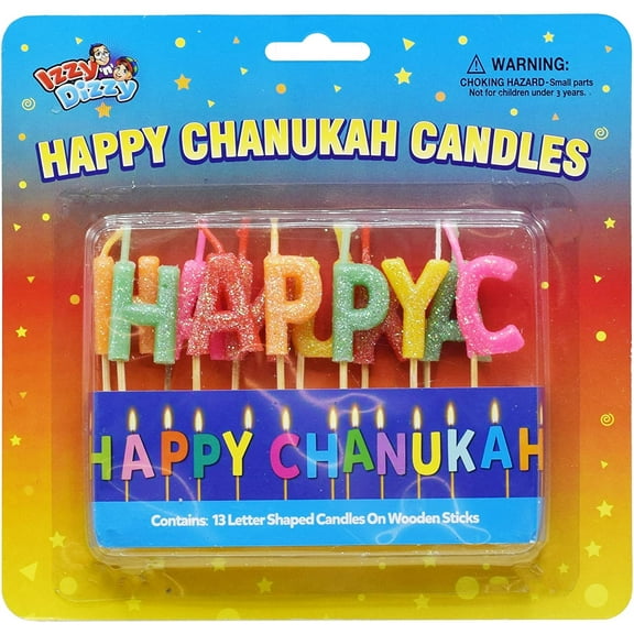 Izzy N Dizzy Happy Chanukah Candles - 13 Individual Letter Shaped Candles Spell "Happy Chanukah" - Hanukkah Party Decorations and Supplies by Izzy 'n' Dizzy