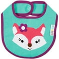 thumbnail image 1 of Izzy & Owie - Baby Girl Fox Snap Bib- Teal and Purple, 1 of 4