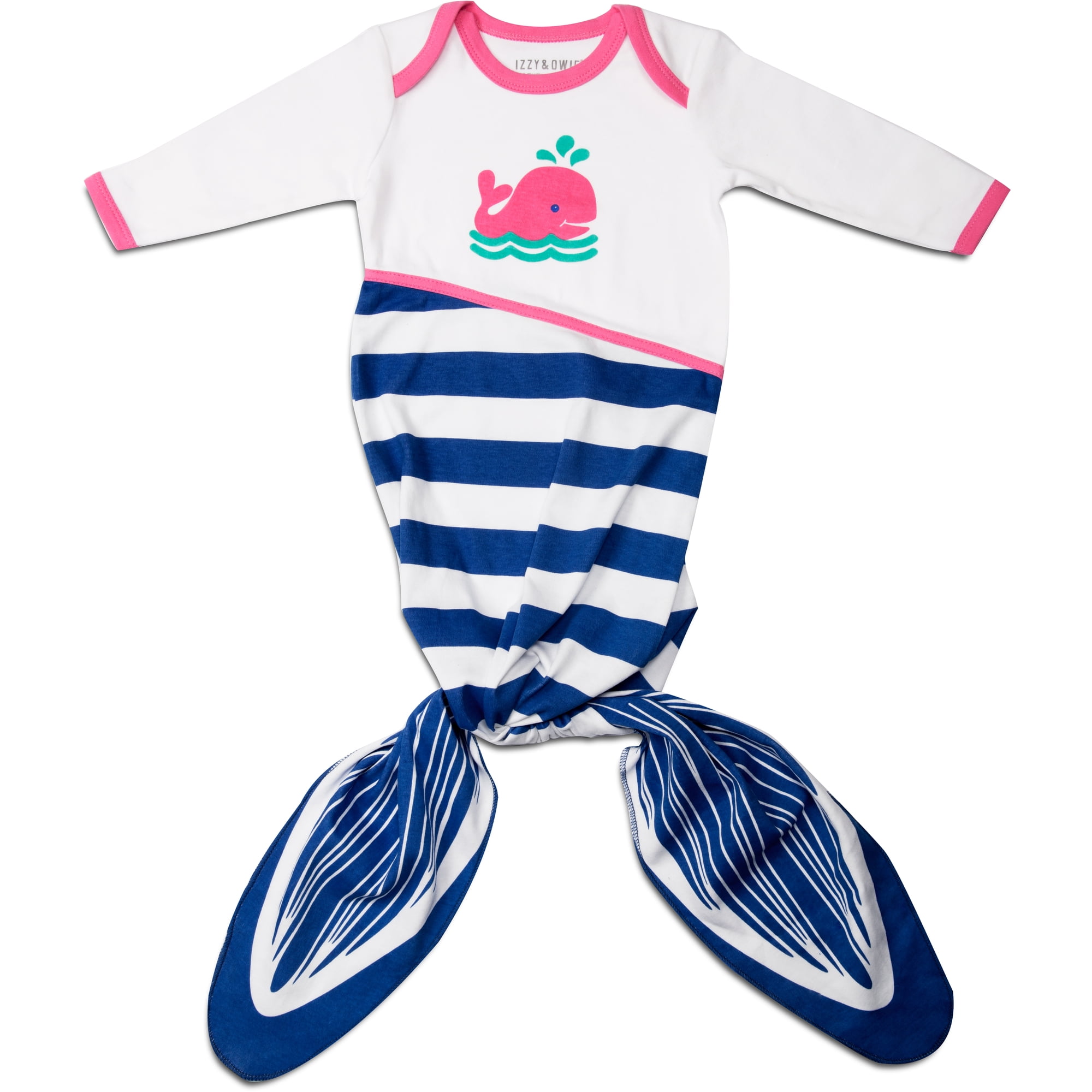 PAVILION Izzy & Owie - Pink Whale Long Sleeve Bodysuit Mermaid Tail New Born Baby Girl Gown