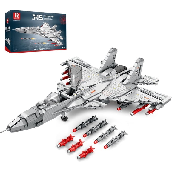 J-15 Fighter Jet Building Set, 1066 PCS Military Airplane Model Kit for Adults & Teens 14+, Carrier-Based Aircraft Building Blocks with Foldable Wings, Missiles & Openable Cockpit