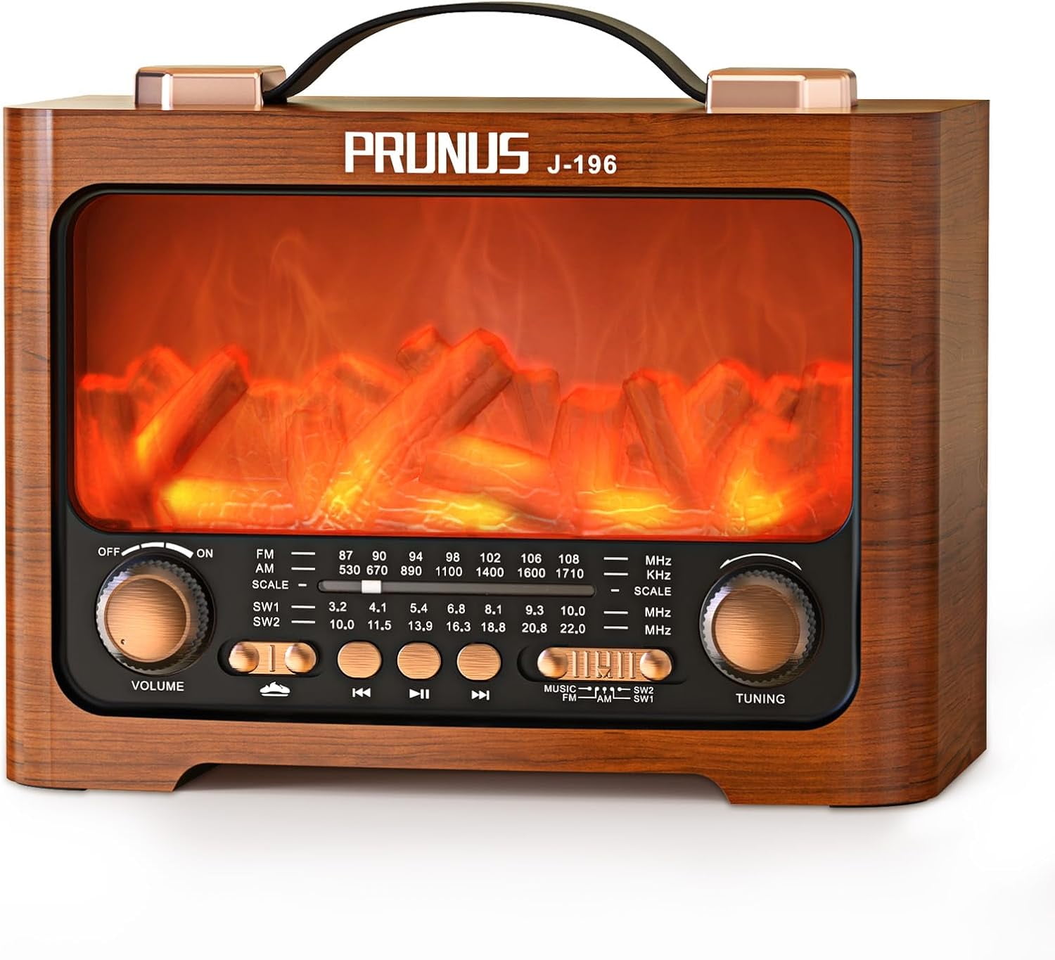 J-196 AM FM Radio with Best Reception for Home, Bluetooth, Flame LED ...