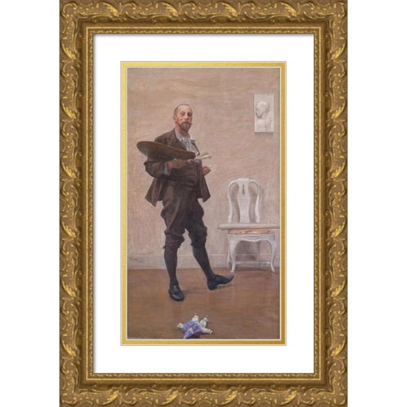 J.A.G. Acke 10x14 Gold Ornate Wood Frame and Double Matted Museum Art Print Titled - Self-Portrait (1903)