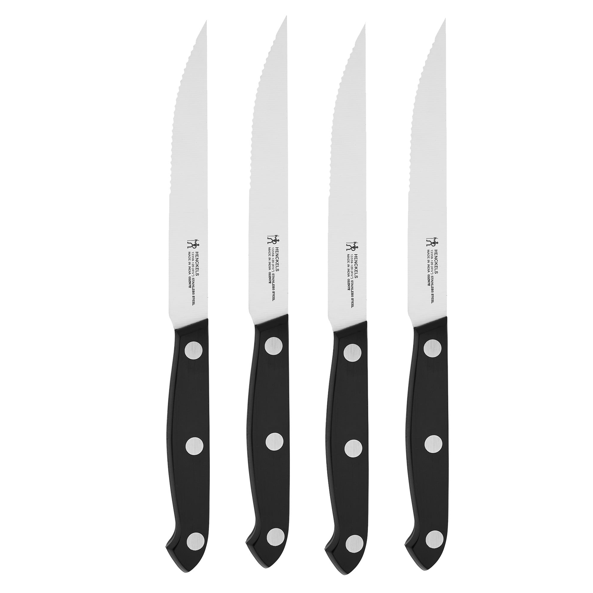 Henckels Eversharp 4pc Steak Knife Set: Dishwasher-Safe, Full Tang, Ergonomic Handle, 18/0 Stainless Steel Blade