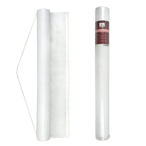 J&A Homes White Wedding Aisle Runner - Professional-Grade Nylon, Includes Tape Double-Sided Adhesive - Disposable Scroll Pattern Runner Great for Indoor or Outdoor Weddings, Prom, Parties