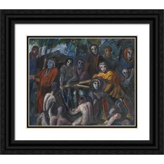J.A. Jerichau 14x12 Black Ornate Wood Framed Double Matted Museum Art Print Titled: The Road to Golgatha (1913 - 1914)