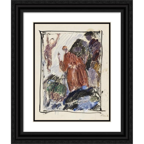 J.A. Jerichau 19x24 Black Ornate Framed Double Matted Museum Art Print Titled: Study After the Artist's Own Painting 'Dante (Prophets, Opus 1)', 1912-13 (1913-1914)