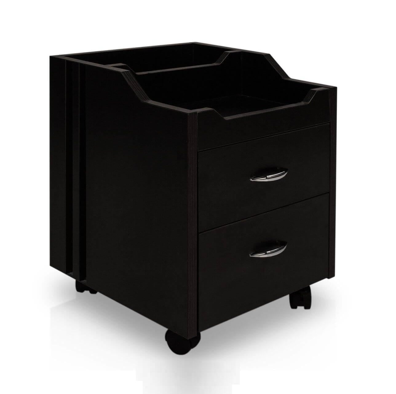 J&A KM Pedicure Trolley Pedi Cart for Nail Salon Short Supplies Storage Furniture, Walnut
