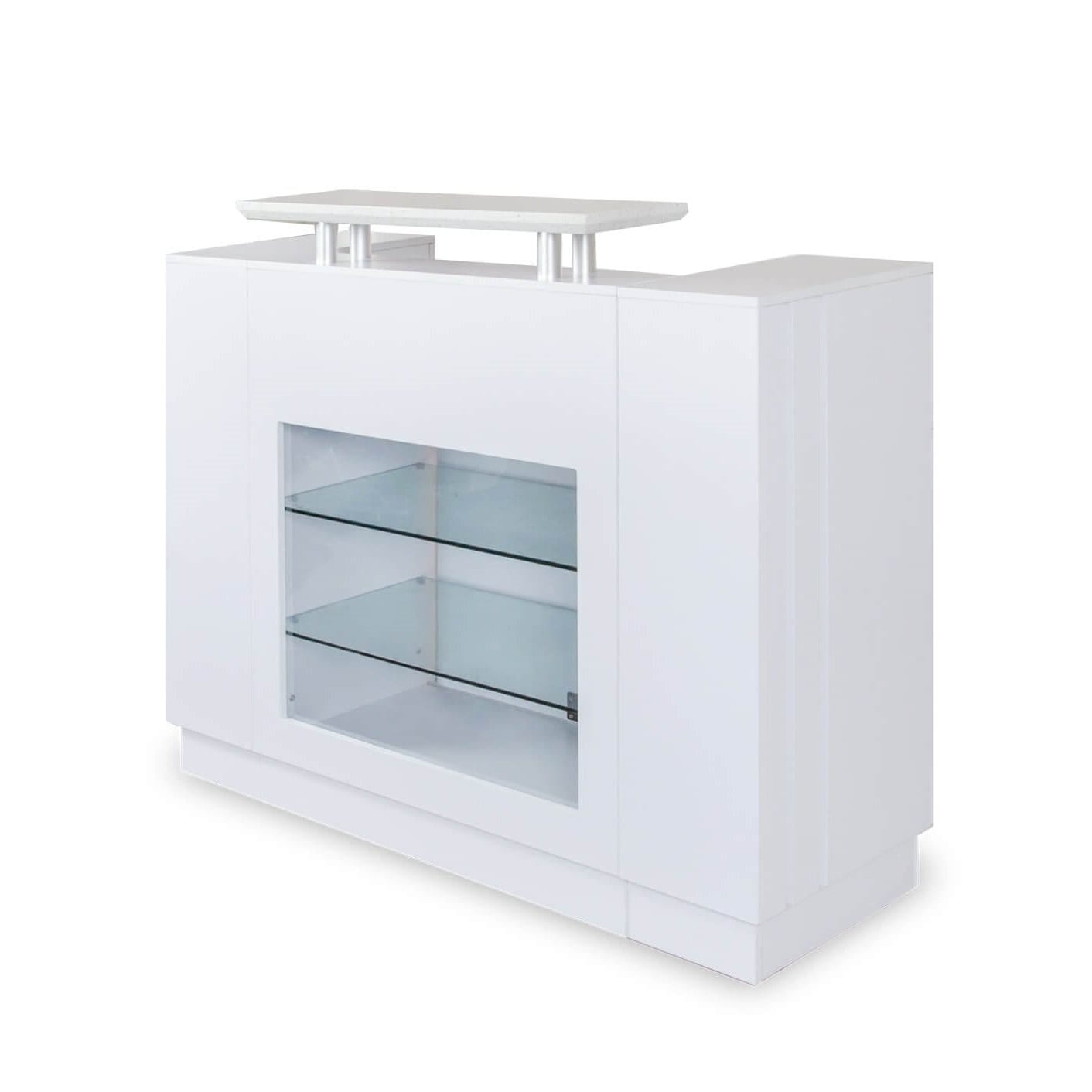 Salon reception desk with glass display discount