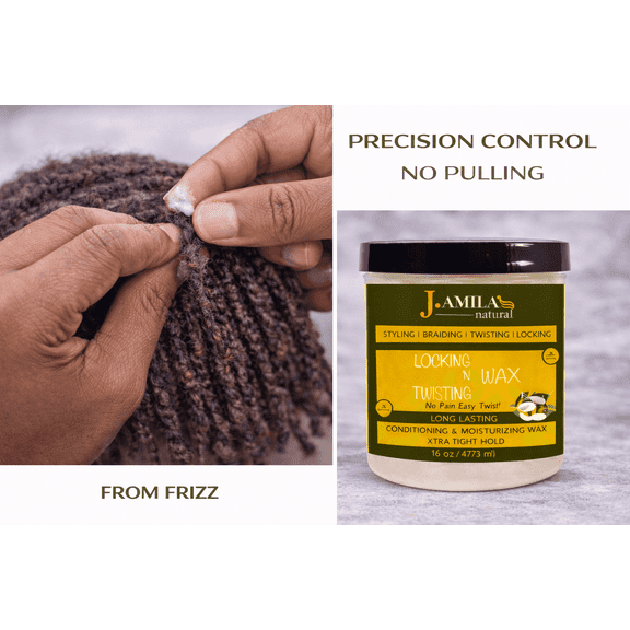 J. AMILA Award-Winning Locking N Twisting Wax for All Hair Types | Long-Lasting Hold (16oz)