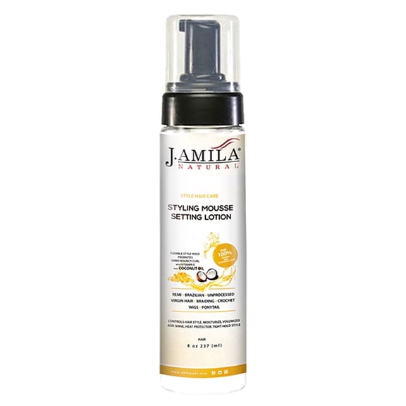 J. AMILA Styling Mousse Setting Lotion Frizz Control, Curl Definition & Shine, 8oz