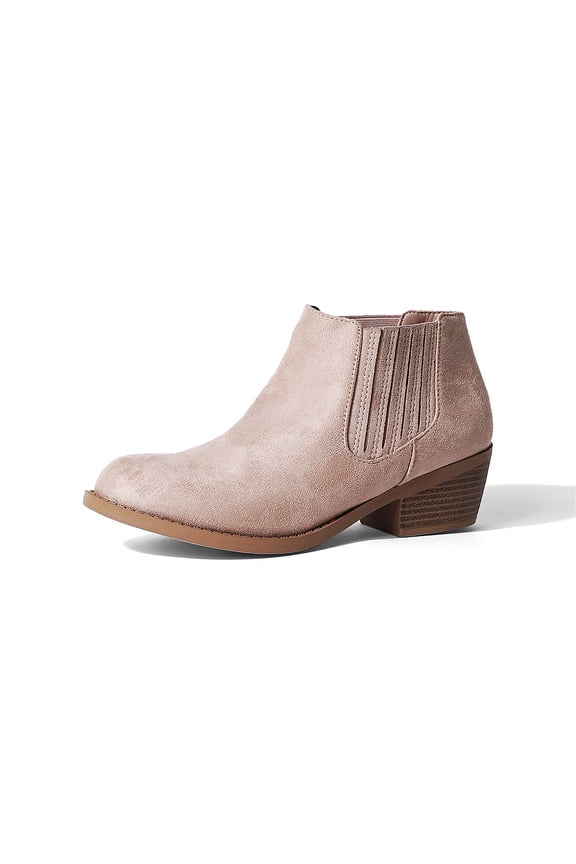 Arlo Booties for Women - Round Toe Low Block Heel Slip On Ankle Boots