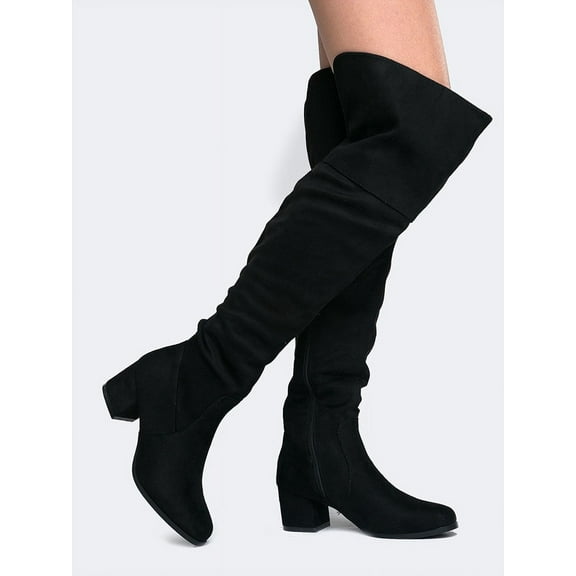 J. Adams Brandy Over The Knee Boot - Trendy Low Block Heel Suede Thigh High