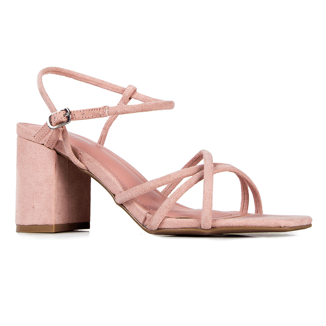 Pink suede strappy outlet sandals