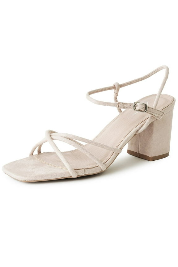 Camila Sandals for Women - Square Open Toe Strappy Mid Block Heels - Elegant & Comfortable - Perfect for Weddings, Parties, and Casual Wear