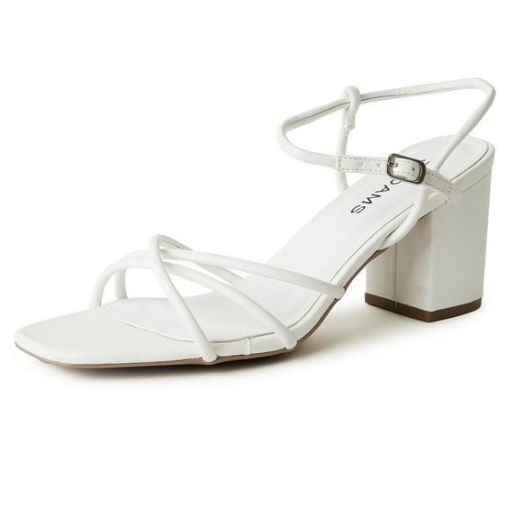 J. Adams Camila Sandals for Women, Square Open Toe Strappy Mid Block Heels, Elegant & Comfortable