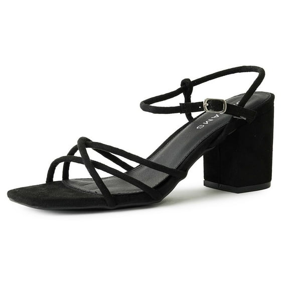 J. Adams Camila Sandals for Women - Square Open Toe Strappy Mid Block Heels - Elegant & Comfortable - Perfect for Weddings, Parties, and Casual Wear