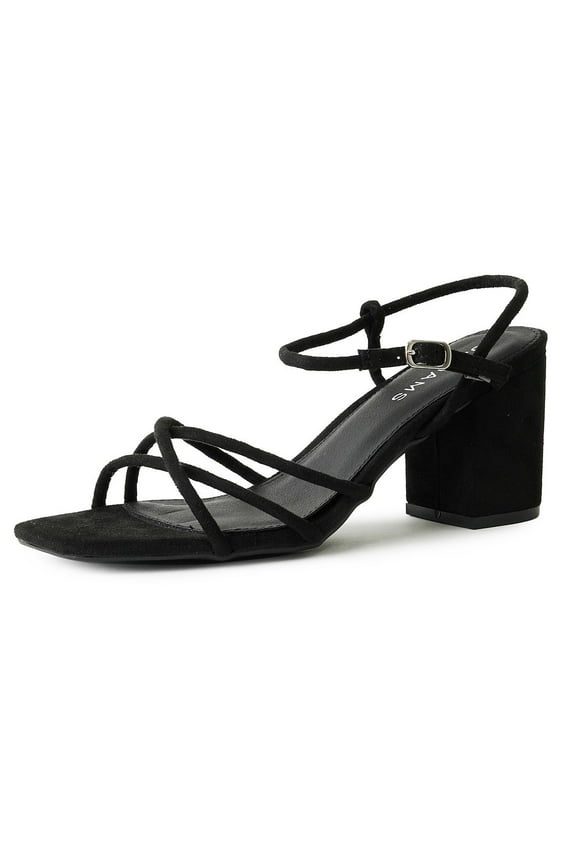 Camila Sandals for Women - Square Open Toe Strappy Mid Block Heels - Elegant & Comfortable - Perfect for Weddings, Parties, and Casual Wear