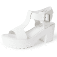 thumbnail image 1 of J. Adams Corby Platform Sandals for Women - T-Strap Mid Heel Sandal Wedges - Summer Shoes for Women, 1 of 7