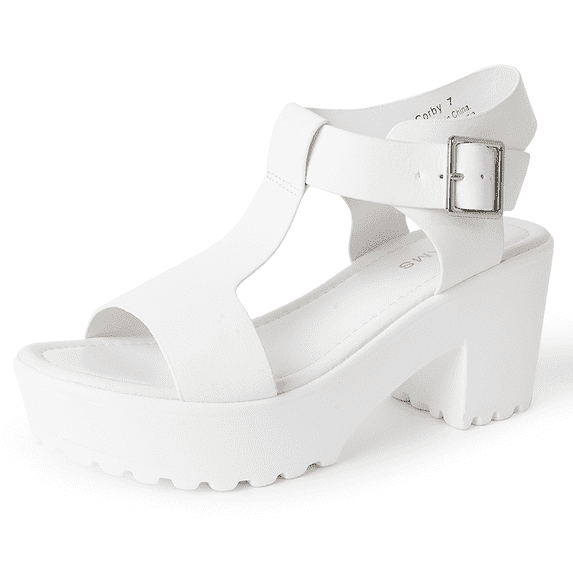 J. Adams Corby Platform Sandals for Women - T-Strap Mid Heel Sandal Wedges - Summer Shoes for Women