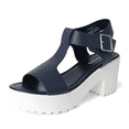 thumbnail image 1 of J. Adams Corby Platform Sandals for Women - T-Strap Mid Heel Sandal Wedges - Summer Shoes for Women | Polyurethane, 1 of 7