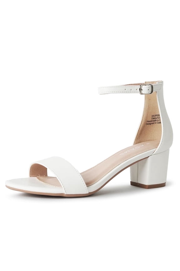 Daisy Block Heel Sandals, Ankle Strap Block Heels Open Toe Dress Shoes, Chunky Heels Comfortable and Stylish for Women